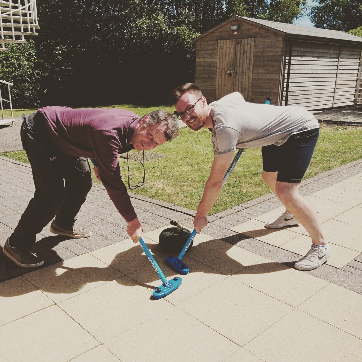 Who says you can't curl in the summer? 🥌🌞 #heatwave #noicenoproblem #summercurling