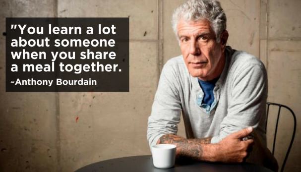  Happy \"Share a meal with someone\" Monday! Happy Birthday Anthony Bourdain! 