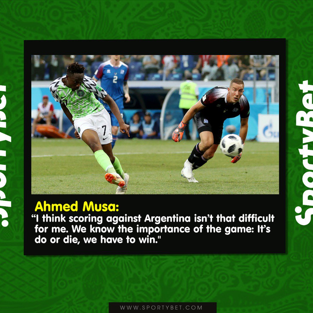 SportyBet's tweet photo. Scoring against #arg is easy for 'Lionel' Musa 👌

#NGAARG #NGA #ARG https://t.co/LNBnA4DLu4