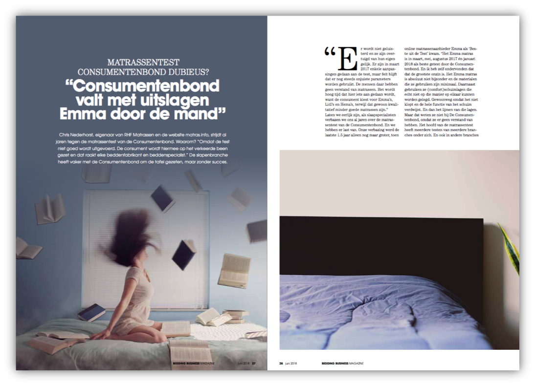 BeddingBizz's tweet image. Kritische noot: vraagtekens bij de  #matrassentest van de #consumentenbond. Lees het artikel in Bedding Business Magazine of online: bit.ly/2KboMNO