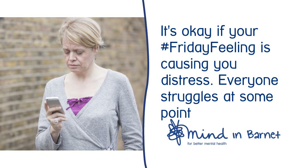 Because not all every #FridayFeeling is the same.  

At <a href="/MindinBarnet/">Mind in Barnet</a> we're working to provide a safe space to open up about #MentalHealth

You can find out more about the support we provide and about our services here or you can call us on 020 8343 5700 

mindinbarnet.org.uk
