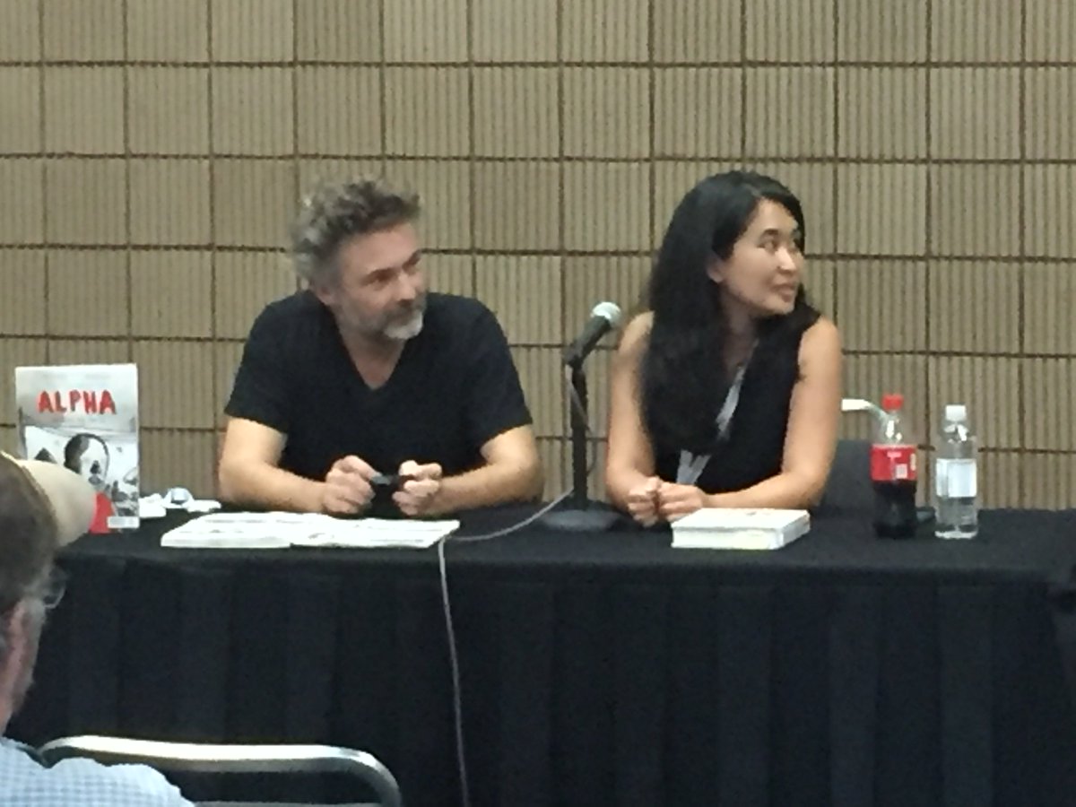 Libraryjuan's tweet photo. “Seekers: Graphic Novels and the Refugee Crisis”. Barroux and Thi Bui speak about their great books. #graphicon #graphiccon #alaac18 https://t.co/S31qgOBrTM