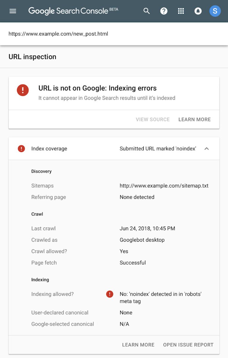 aleyda's tweet photo. This is awesome > New URL inspection functionally in Google Search Console 👏 if a page isn’t indexed we can now why https://t.co/7aVW2bbxvy https://t.co/Na5B3QoRWY