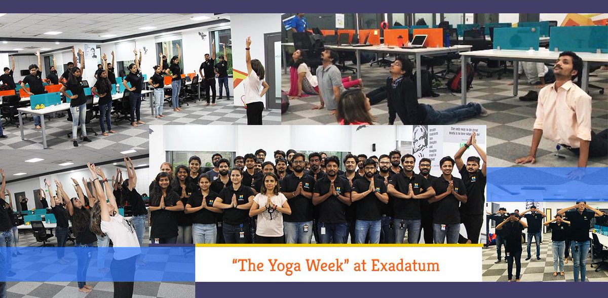 exadatum's tweet photo. Exadatum celebrated International Yoga day by practicing week long activity “Yoga @ work”. The motive behind is to help our employees De-stress and revitalize themselves throughout the day while being at work.
https://t.co/QRPlwJquo0 https://t.co/pO5CpryTUD