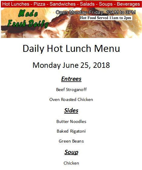 #MondayMotivation #today #special are beef stroganoff or oven roasted #chicken. Try it with butter #noodles from 11 to 2 pm!