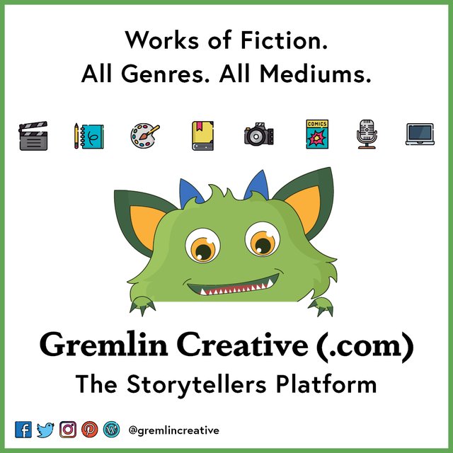 GremlinCreative's tweet image. If you love reading or creating stories - check out @GremlinCreative. Currently open for submissions, they are looking for works of #fiction in any genre and any medium. gremlincreative.com/submit/ #amwriting #art #book #writing