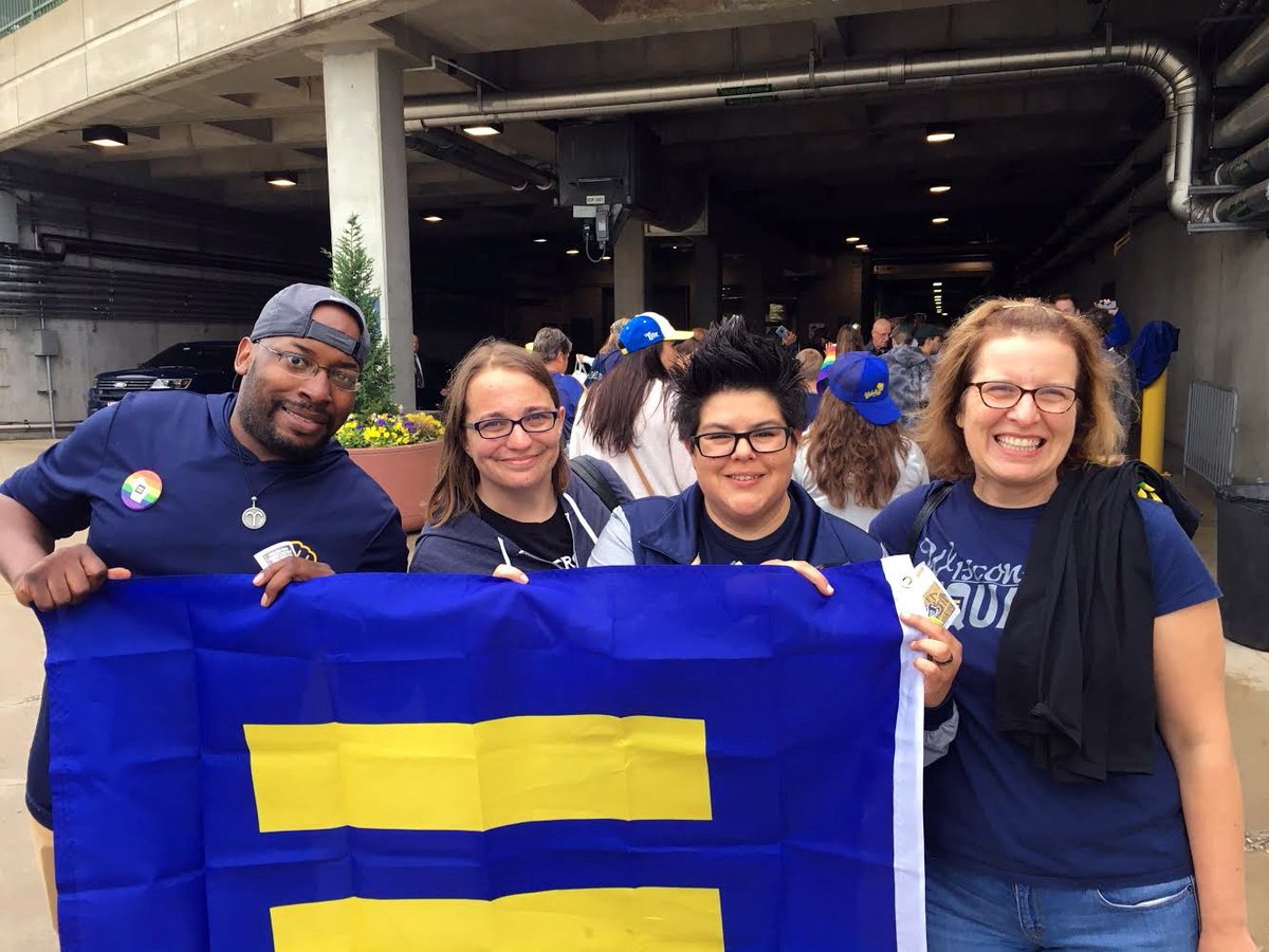 HRC staff and volunteers in Wisconsin at the Brewers pride game.