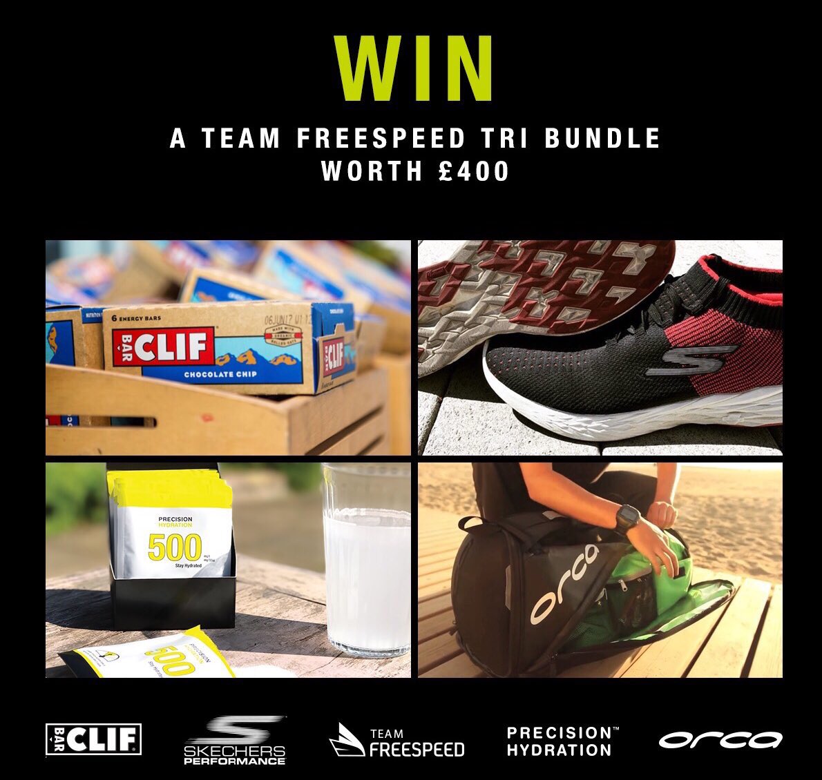 5 days remain, don’t forget to enter to WIN the ultimate <a href="/teamfreespeed/">Team Freespeed</a> goodie bag worth $500/£400 including products from  @skechersGOuk <a href="/orca_triathlon/">Orca Triathlon</a> <a href="/ClifBar/">CLIF BAR</a> @thesweatexperts 
Enter Here: ow.ly/VpxJ30ke4uS