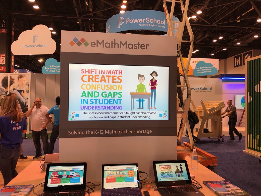 eMathMaster's tweet image. eMathMaster is the solution to the math teacher shortage. Visit #MicrosoftEdu booth 1102 at #ISTE18
• increase math teaching capacity
• make math fun &amp;amp; engaging
• better retention &amp;amp; training
• animated films
• lessons easier to deliver
• K-12 math curriculum 
&amp;amp; MORE! 🚀✨😎
