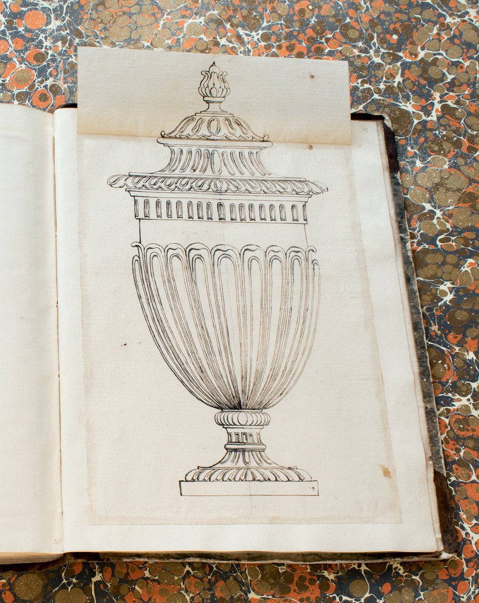 WofInteriors's tweet photo. This is a page from a folio, made in around 1800, filled with sketches of urns, vases and kraters – some of them copied from Classical originals. For Aliette Boshier’s full feature (with photography by Liam Stevens) look at our June issue.  Visit @OlympiaAntiques  (until 27 June) https://t.co/KL3pgMukCd