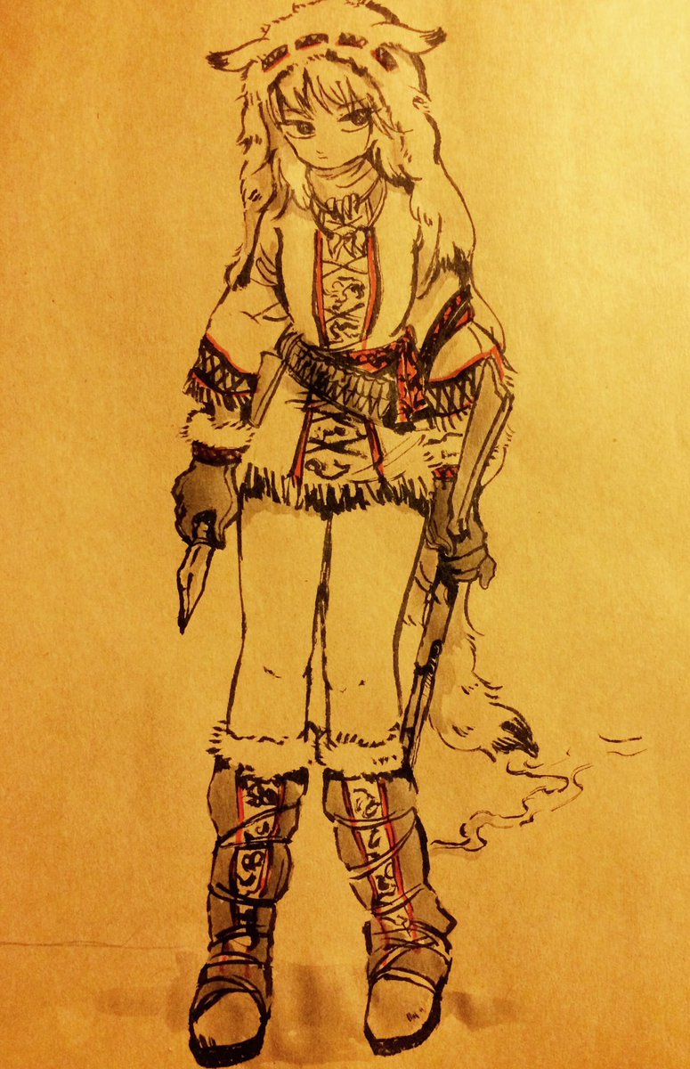 少し前に茶色っぽい紙に描いてたやつです 