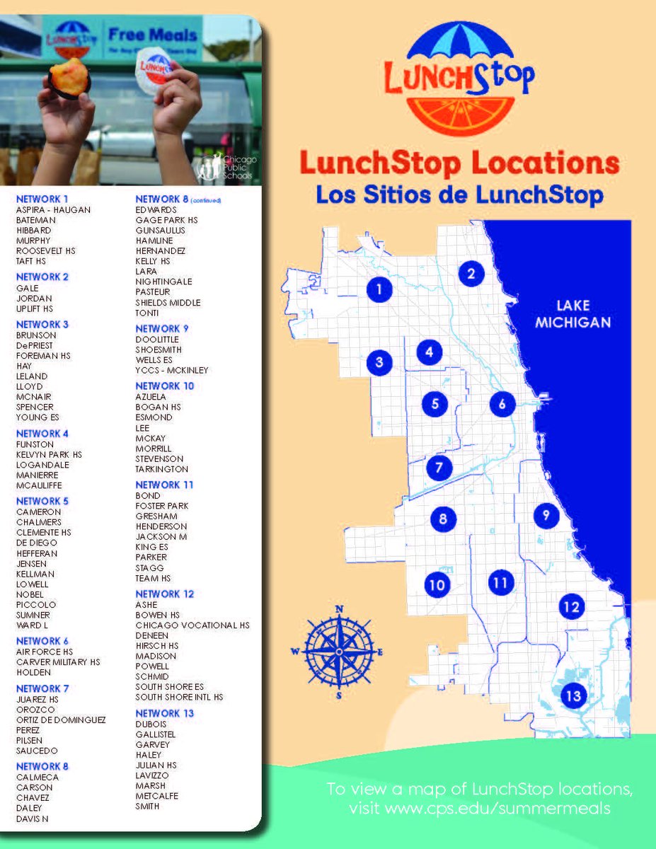 Families: Beginning today, children 18 and under can receive a free lunch from 10:30 AM - 12:30 PM! Use our graphic to find a LunchStop near you or visit cps.edu/ScriptLibrary/….