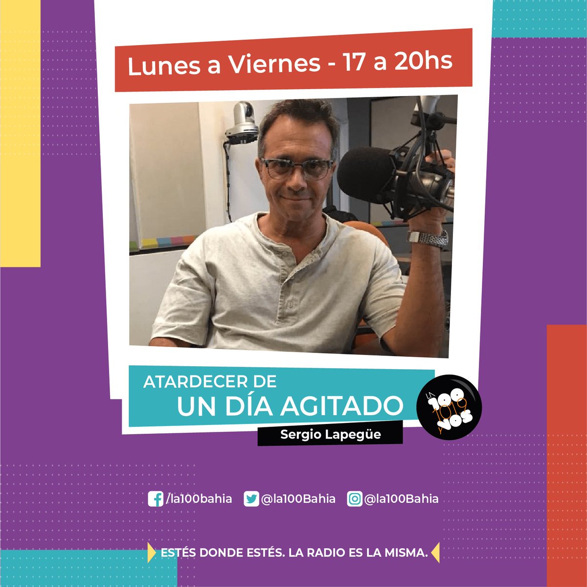La100Bahia's tweet photo. Llegó la vuelta a casa más linda de la semana... la del viernes.
De 17 a 20 hs, #AtardecerDeUnDíaAgitado en @La100Bahia https://t.co/ii7rNyy2YB