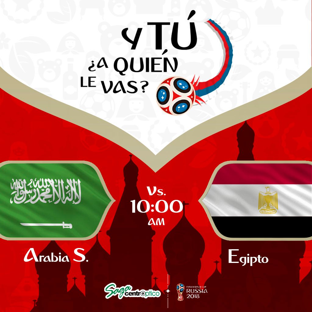opticasaga's tweet photo. ¿Y tu a quién le vas? . Egipto VS Arabia Saudita 10:00 a.m . ¡Coméntanos!... 👓⚽ . . #futbol #mundialfifarusia2018 #mundialfutbolrusia2018 #Egipto #ArabiaSaudita #partidosdehoy25/06 #J25 https://t.co/hxU2gtHpfm
