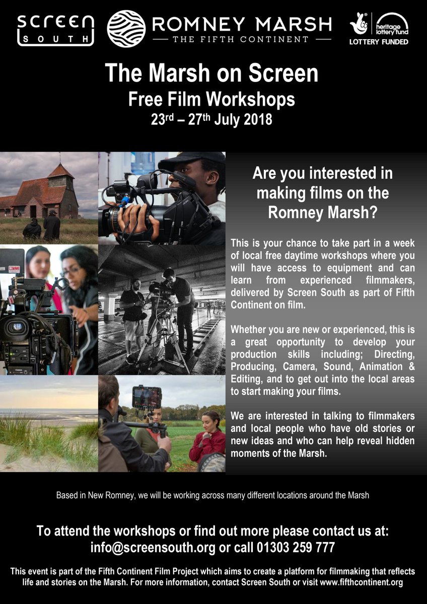 ScreenSouth's tweet photo. Are you from the #RomneyMarsh and interested in #filmmaking?#fifthcontinent and Screen South are running a #free filmmaking workshop! With full access to equipment and the chance to learn from experienced filmmakers, book now at info@screensouth.org or call 01303 259 777. https://t.co/tUs5wGx8Ha