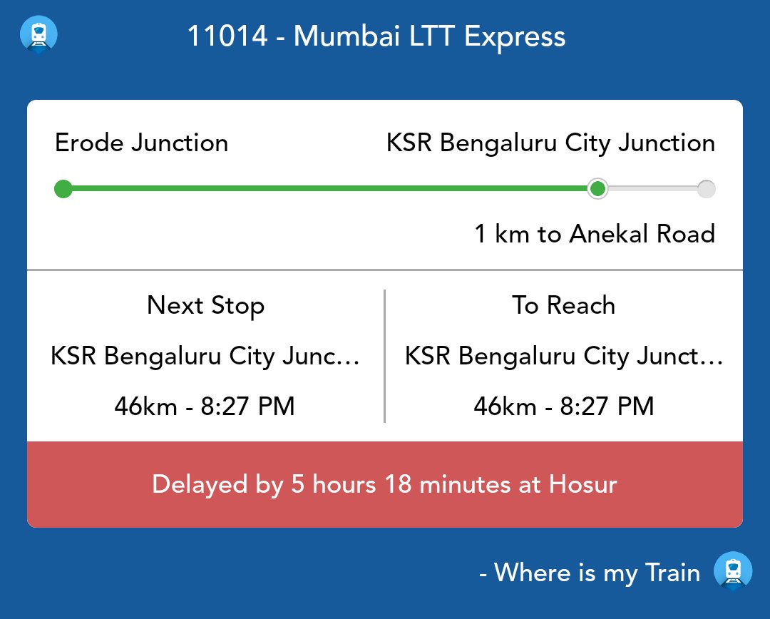 thiyagu090's tweet photo. Can a train be late by more than 5hrs. Yes, anything is possible in this clean and digital India.
#25thJun #Kurla_Exp #apna_desh @IRCTCofficial @RailMinIndia @rail https://t.co/SZuG10tbF1