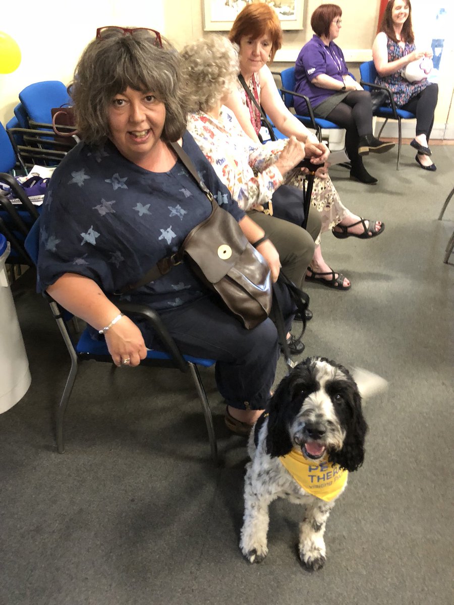 Frank the Pet Therapy dog, along with his own Amanda, was among the guests at our volunteers tea party, which recognises all our volunteers’ hard work at the hospital. Such a great turn out. #loveyournhs