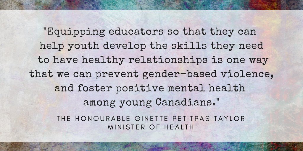 PREVNet is thrilled to announce our new national initiative to address teen dating violence! With funding from <a href="/PHAC_GC/">Public Health PHAC</a>, we will be working with educators to deliver &amp; test #healthyrelationships curriculum for youth across Canada. 

canada.ca/en/public-heal… 
#teendv #cdned