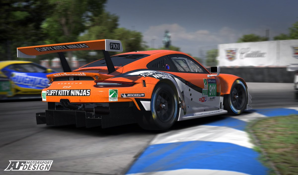 Just finished this paint for <a href="/FKNCommishLB/">FKNCommishLB (CommishLB)</a>! It's gonna look great racing on <a href="/GSRChannel/">GSRC</a> for the PRL Tuesday night series! #iRacing #porsche911 #fluffykittenninjas