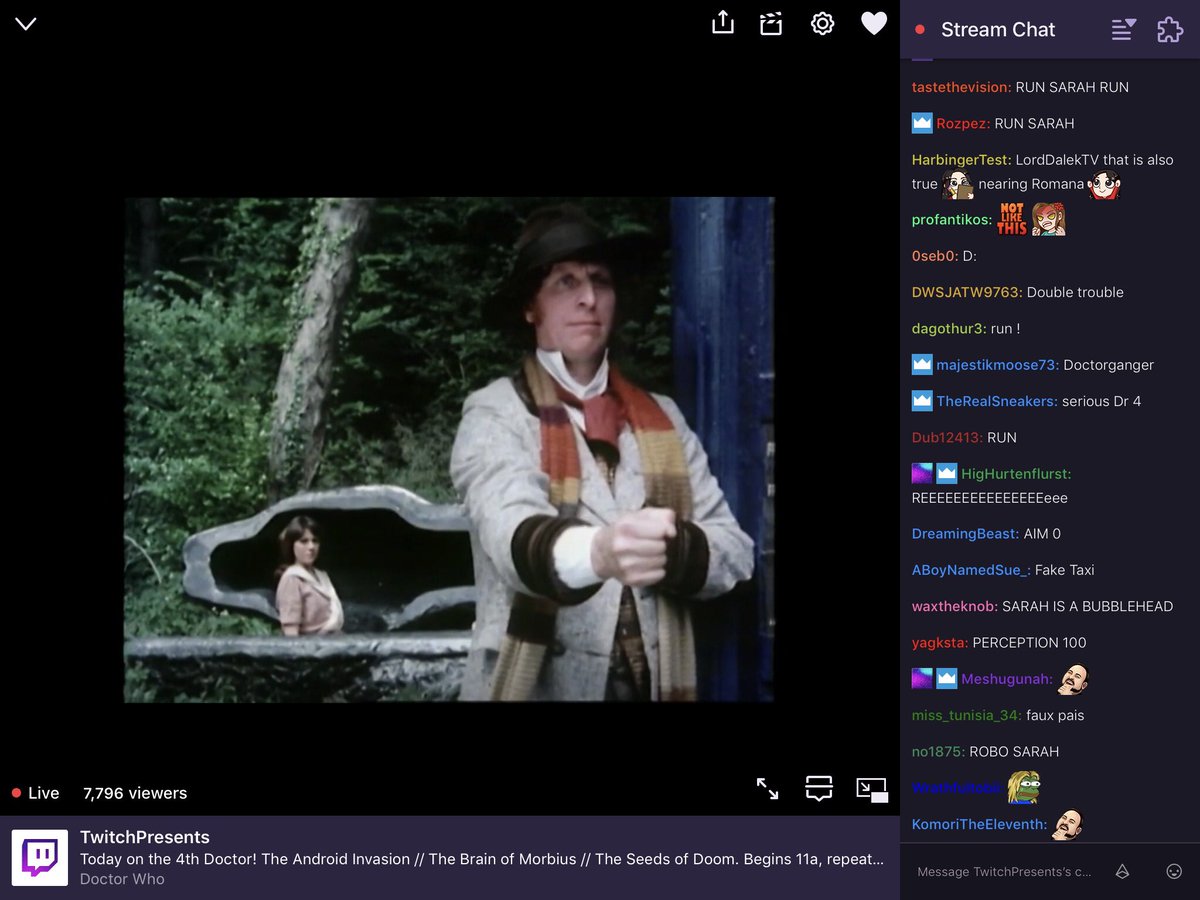WhoHats's tweet image. Fake Whos. #TheAndroidInvasion on #DoctorWhoOnTwitch reactions. #DoctorWho