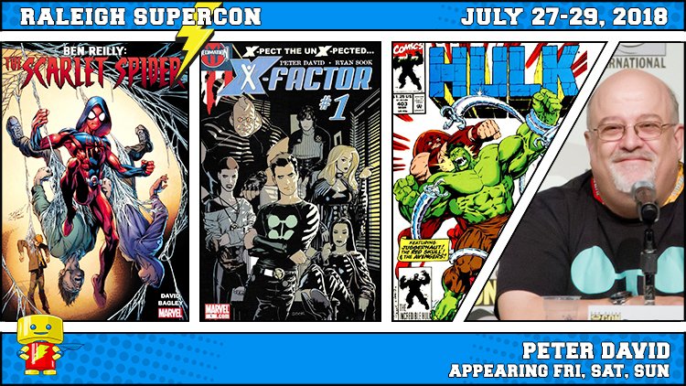 GalaxyConRDU's tweet image. #Comcs @PeterDavid_PAD , notable writer of Supergirl, Scarlet Spider, Star Trek, X-Factor, &amp;amp; More, has just been ANNOUNCED as a Featured Guest for Raleigh Supercon! @RaleighSupercon is July 27-29, 2018. Get your tickets today! raleighsupercon.com/supercon-ticke…