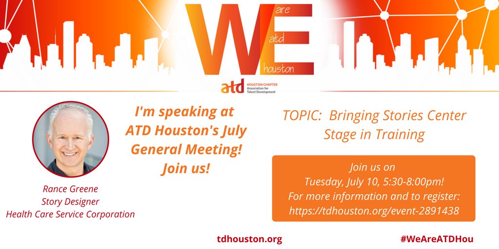 pritchettmedia's tweet image. What's better than hearing a good story? To me...its being able to tell one! I'm excited for this upcoming session with Rance Greene and #atdhouston!