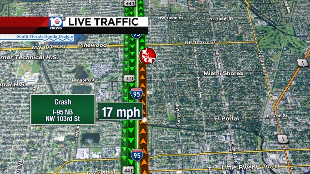 Crash on I-95 NB at NW 103rd St. Left Lane Blocked #traffic https://t.co/5QmMawtoGT