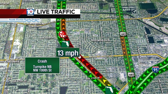 Crash on the Turnpike NB at NW 199th St #traffic #miami https://t.co/sbdCARlbPu