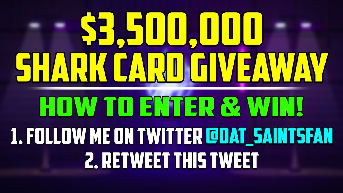 Dat_Saintsfan's tweet image. #GTAOnline $3,500,000 Shark Card Giveaway for the upcoming Nightclub DLC

To enter: 
1) Follow me
2) Retweet this tweet

(Winner picked 6/29)

Good luck!