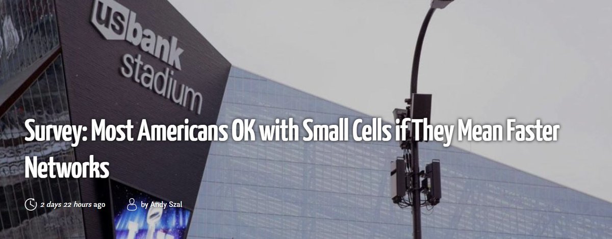 JonWilson2019's tweet photo. A newly released survey found that a majority of Americans are looking forward to #5G networks — even if they require the installation of small cell equipment in their neighborhoods. Interesting! #smallcells https://t.co/6sDgugA1m5 @wirelessweek https://t.co/v5DlmwHEWe