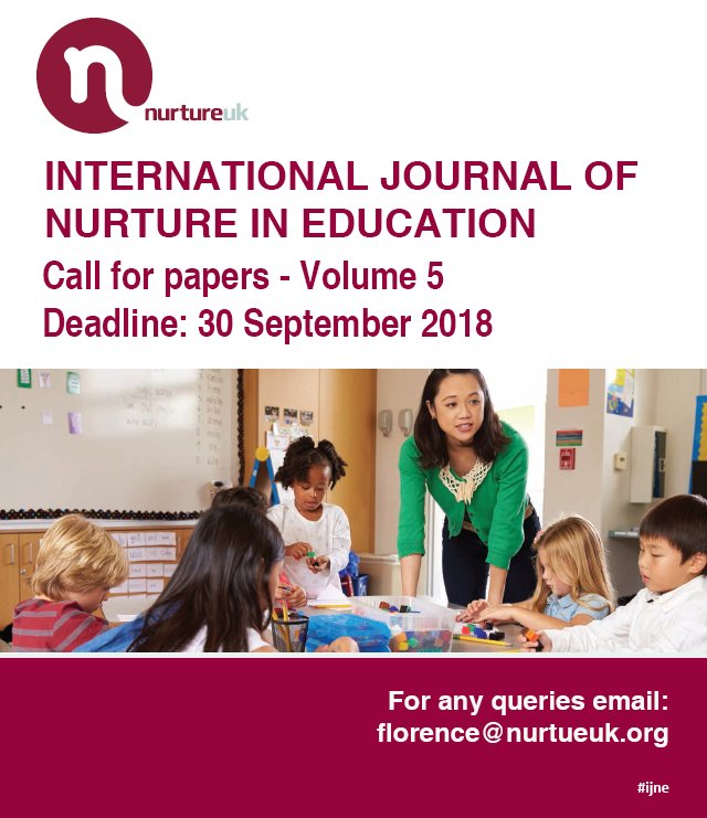 nurtureuktweets's tweet photo. The submission window for Volume 5 of the International Journal for Nurture for Education is open now!
#IJNE https://t.co/9hV0pKNTKh