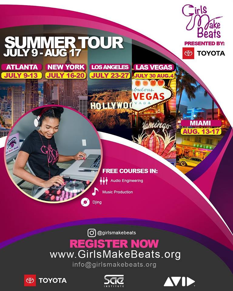 TheKeyToGiving's tweet image. Does your girl want to make beats? The #GMBSummerTour2018 comes to Miami August 13-17! Register now at girlsmakebeats.org @GirlsMakeBeats2
