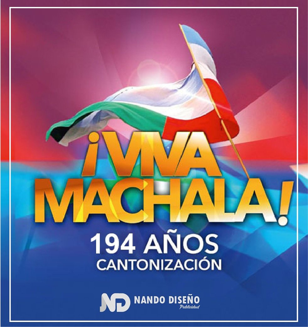 NandoDiseno's tweet photo. Saluda a #Machala en sus 194 años de cantonizacion!! Que viva la capital bananera del mundo.. Felices fiestas! 🎉🎂🎊 https://t.co/LMlEXbVyUP