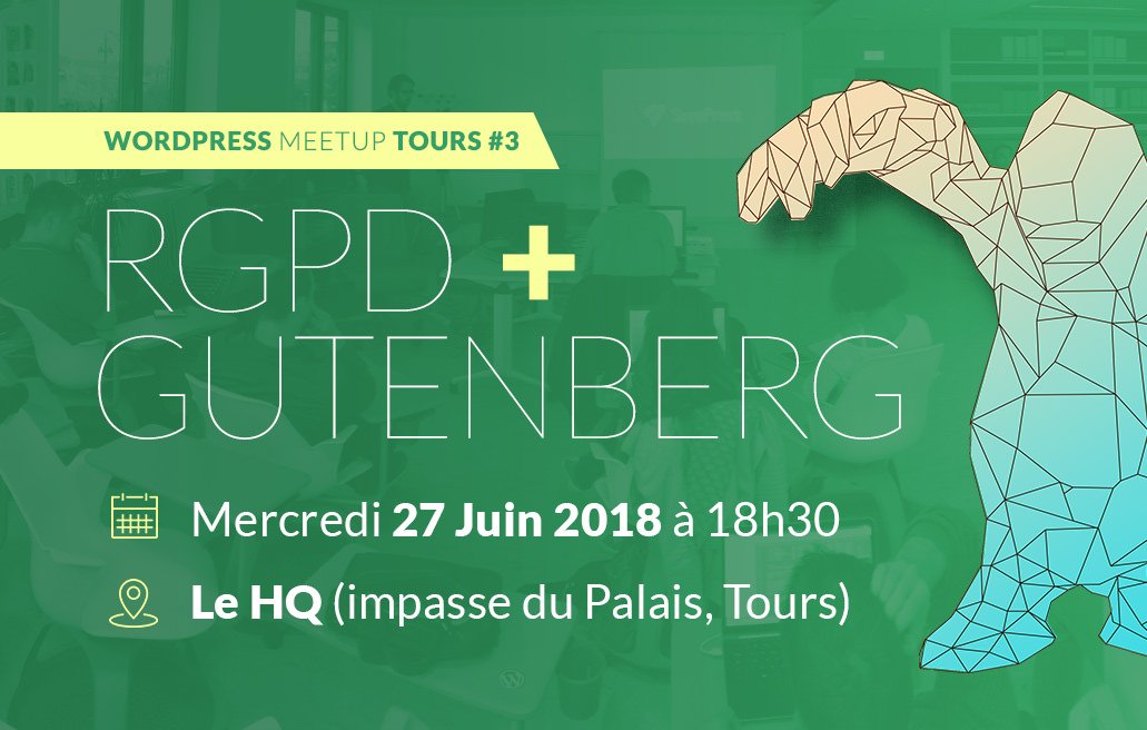 wp_tours's tweet photo. C’est mercredi et c’est au HQ à #Tours !
🇪🇺 Conférence pour tout savoir sur le #RGPD
📝 Atelier pour découvrir #Gutenberg
🍻 Apéro pour clôturer cette soirée #WordPress enrichissante
https://t.co/a5x1HFix2U https://t.co/VRhP2E5mji