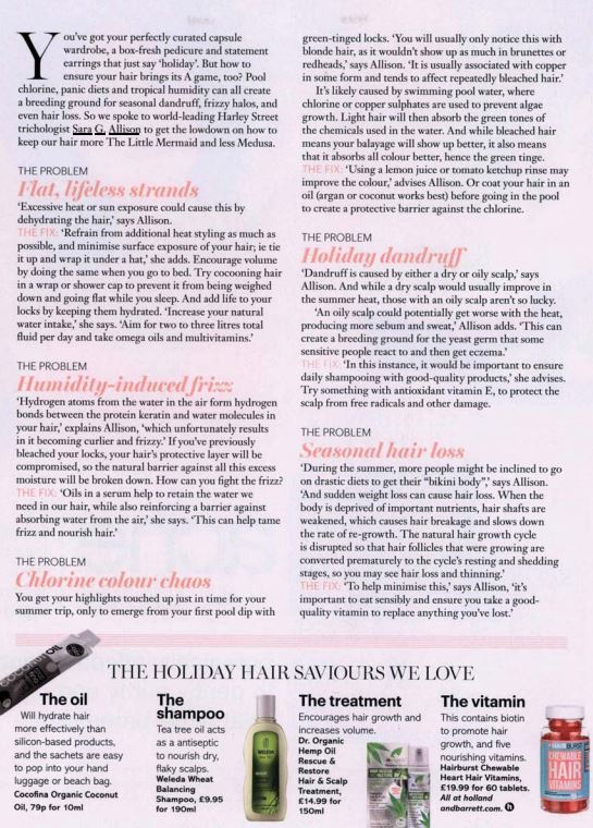 Sara G. Allison has been talking to <a href="/healthymag/">healthy magazine</a> about holiday hair and how to keep it as healthy as possible! Read this and more in their August issue which is on sale now #summerhair #haircare #holiday #healthy