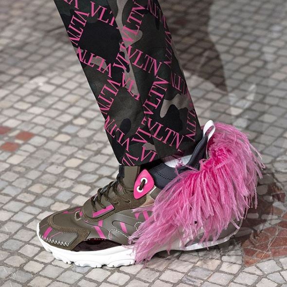 valentino sneakers with feathers