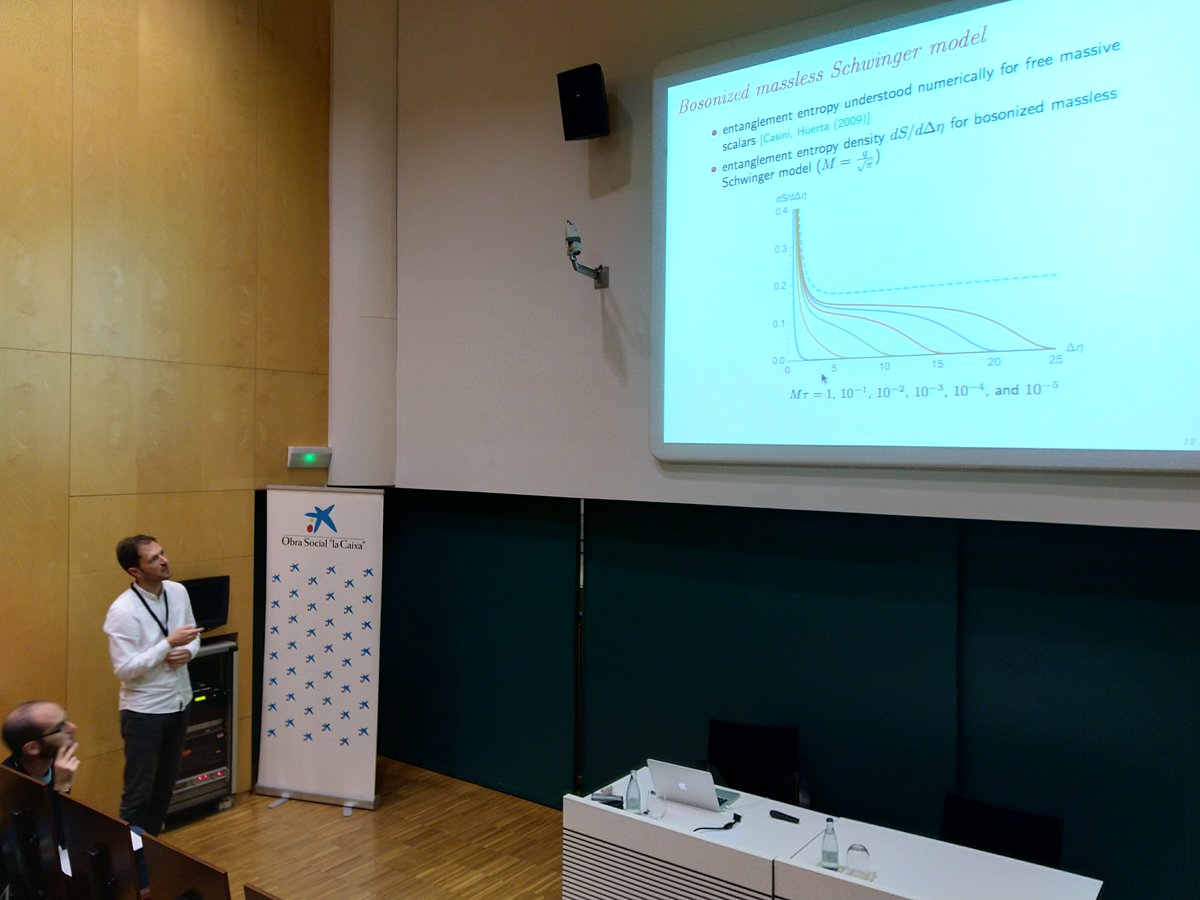 thermalization's tweet photo. Stefan Floerchinger @UniHeidelberg talk at #SEWM2018 on Dynamics of entanglement in expanding quantum fields #EntanglementEntropy #SchwingerModel #MultiparticleProduction https://t.co/LOxGdjyRfP
