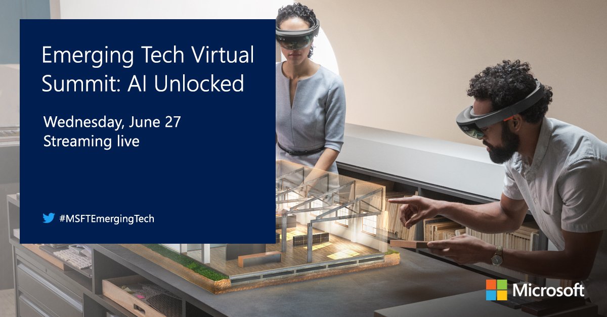 Uncover the #AI landscape and where it's headed. Join us live on June 27th for the Emerging Tech Virtual Summit:  #AI Unlocked. http://msft.social/W0G26o #MSPartner