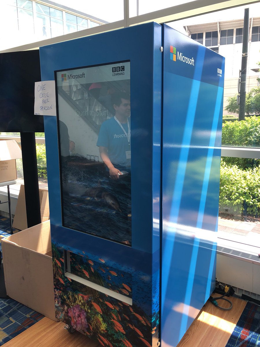 TraciPiltz's tweet photo. Whoop! Whoop! The @sprinkles ATM has us addicted to getting things out of machines! #MicrosoftEdu #BBCLearning486 #ISTE18 https://t.co/chsrn2Vu4K