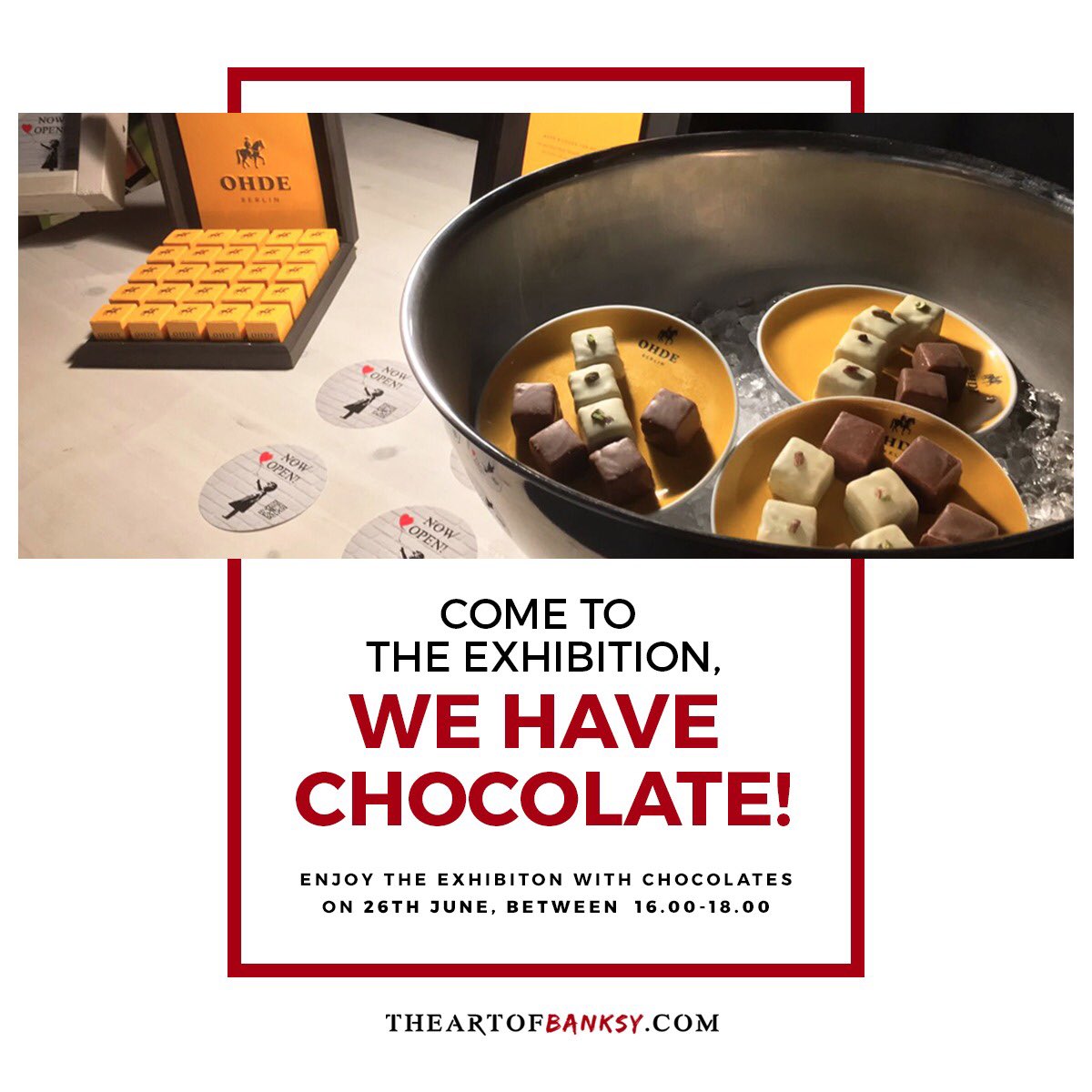 See you all tomorrow to try this chocolate experience at the same time you enjoy The Art of Banksy, remember at <a href="/bikiniberlin/">Bikini Berlin</a> ❤️ @ohde_berlin #theartofbanksy #banksyexhibition #berlin #streetart #grafiti #artberlin #art #theartofbanksyexhibition #banksyberlin