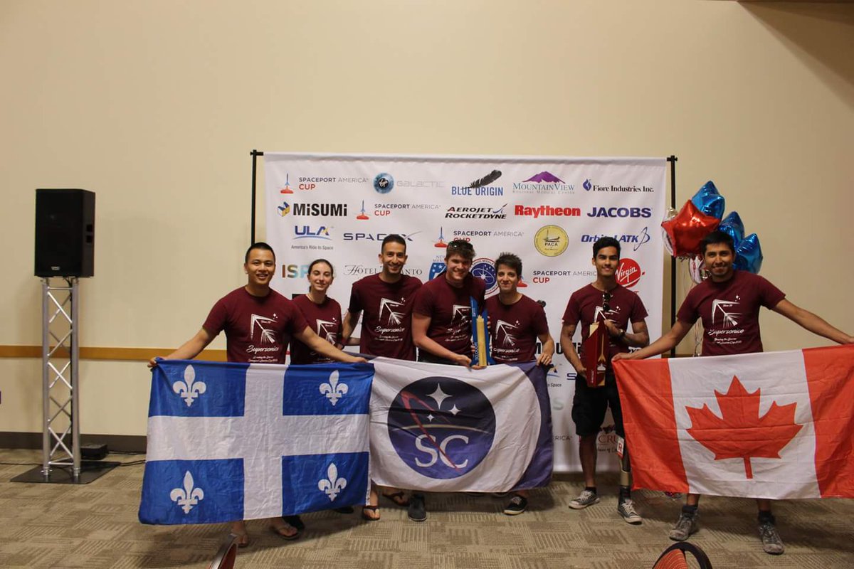 SpaceConcordia's tweet photo. Our Rocketry team won the 30K COTS and the SDL Payload Challenge categories @Spaceport_Cup

#SCRocketry #SpaceConcirdia #Concordia #CanadianSpace #SACup18 https://t.co/v6iX7QLHHH