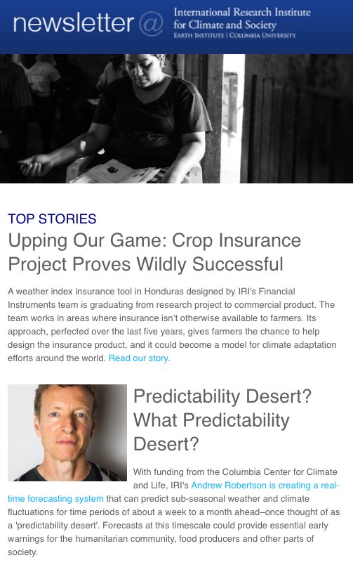 climatesociety's tweet photo. We interrupt #WorldCup2018 for an important announcement:  

Our latest newsletter is out. 

https://t.co/FQRjgdP31h #indexinsurance #microfinance #predictS2S https://t.co/otGbnIbFAc