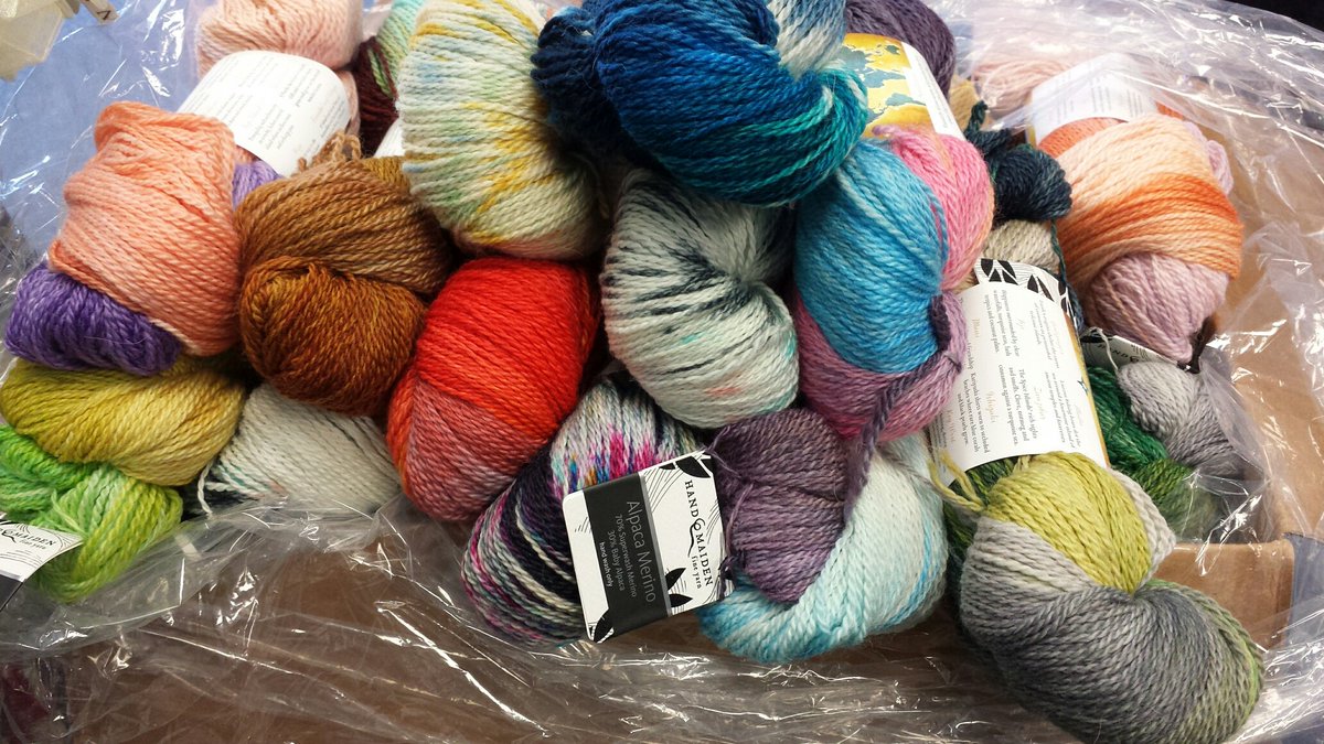 Mr Postman left me a box from #handmaiden Wanderlust colourway. Thirteen awesome choices. #knitting #fleeceartist #handdyer #yarnaddict Time to relax and cast on... what colour to choose??