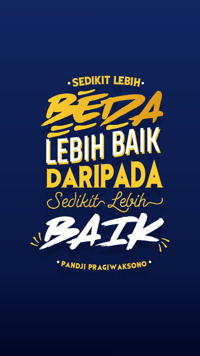 sanpras_'s tweet photo. Dan untuk penutup malam ini. Quote ini laris manis direquest oleh beberapa orang. So here we go! dari sang Mr. World Tour @pandji
Sedikit lebih beda lebih baik, daripada sedikit lebih baik.
#QuoteForWorks https://t.co/64PvbQMLfT