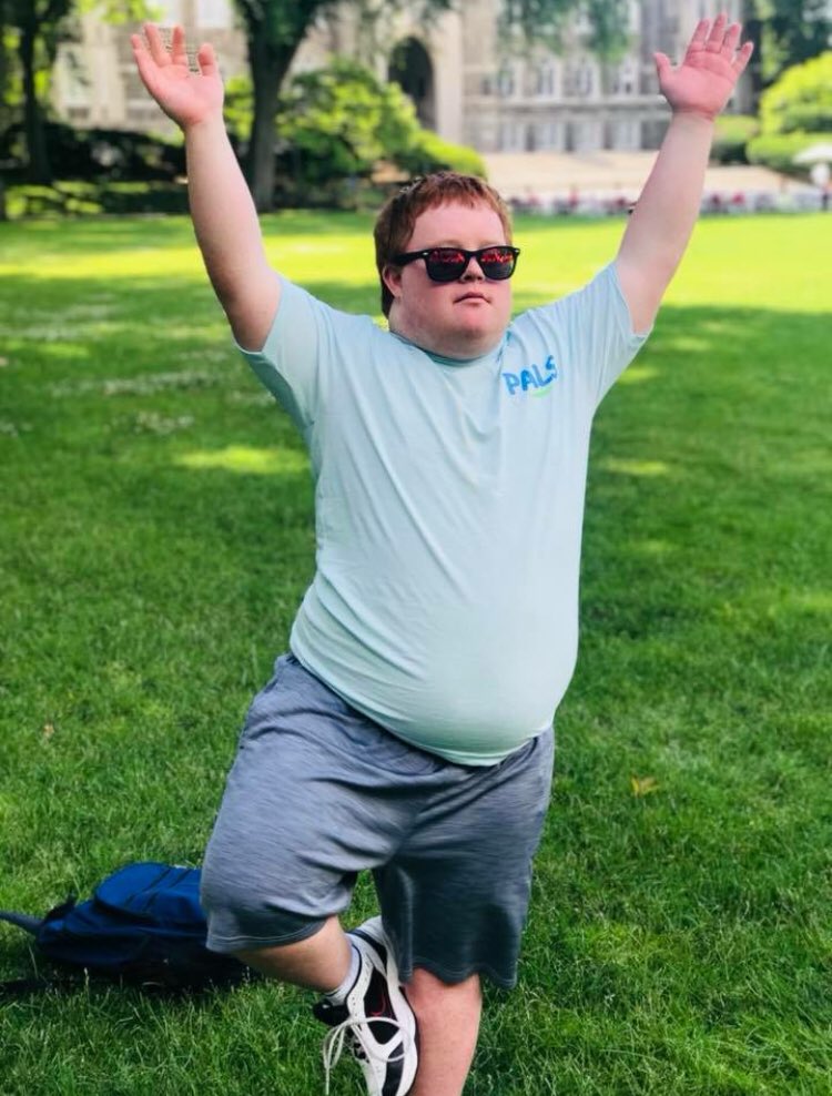CSeagraves62's tweet photo. Somebody found their Zen! Thank you @PALSprograms for offering this amazing camp to Nate and all the other young adults with Down syndrome. #PALSlove https://t.co/skgX28vsGf