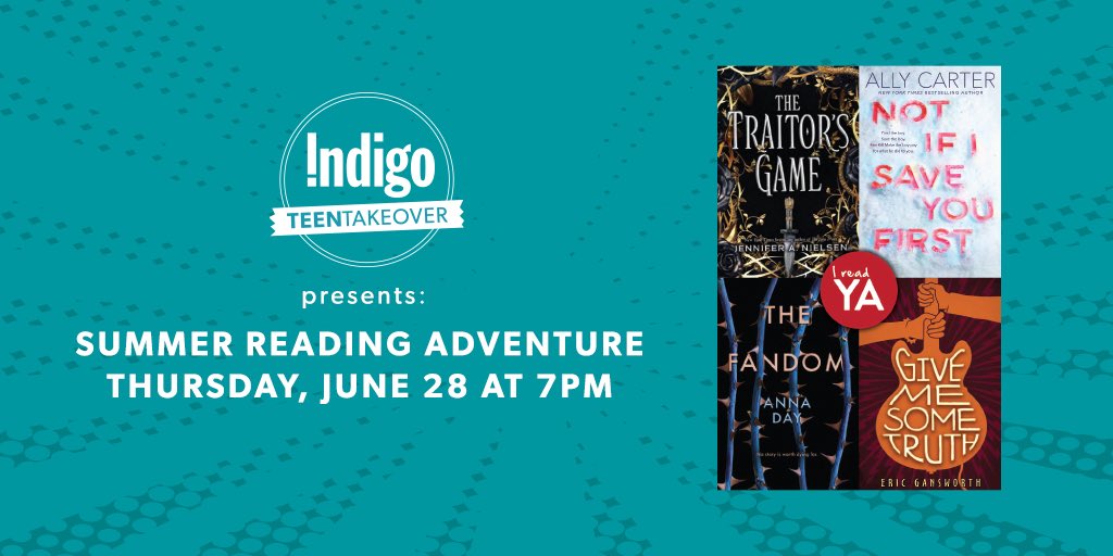 Join us on Thursday, June 28th at 7PM for some Summer Reading Adventures and receive a sneak peak of some of our favourite YA summer reads! Call store for details.