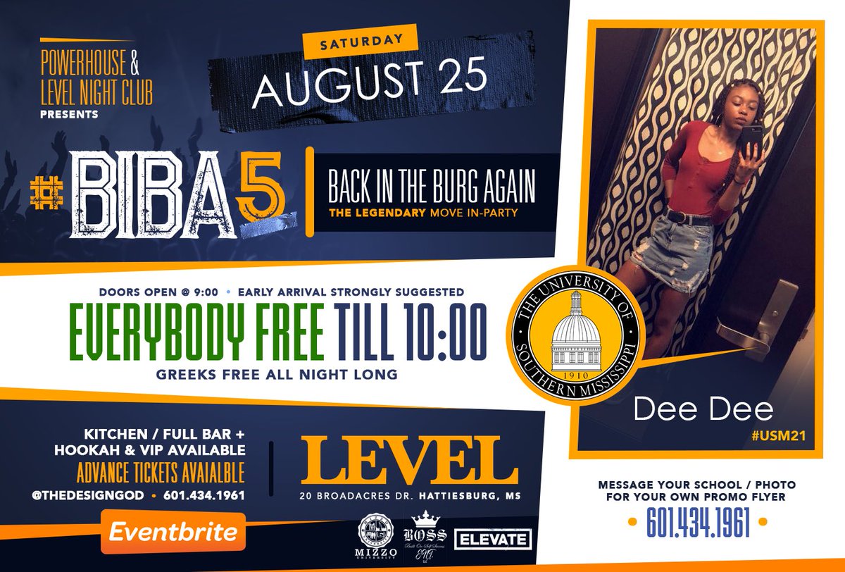 ElevateES1's tweet photo. Saturday, August 25 π₯ The LEGENDARY Move-In Party π #BIBA5 π LEVEL NIGHTCLUB πMessage Photo / School For your own flyer π± #USM22 #WCU22 #JCJC20 #MGCCC20 #PRCC20 https://t.co/DTM6Kd1BzC