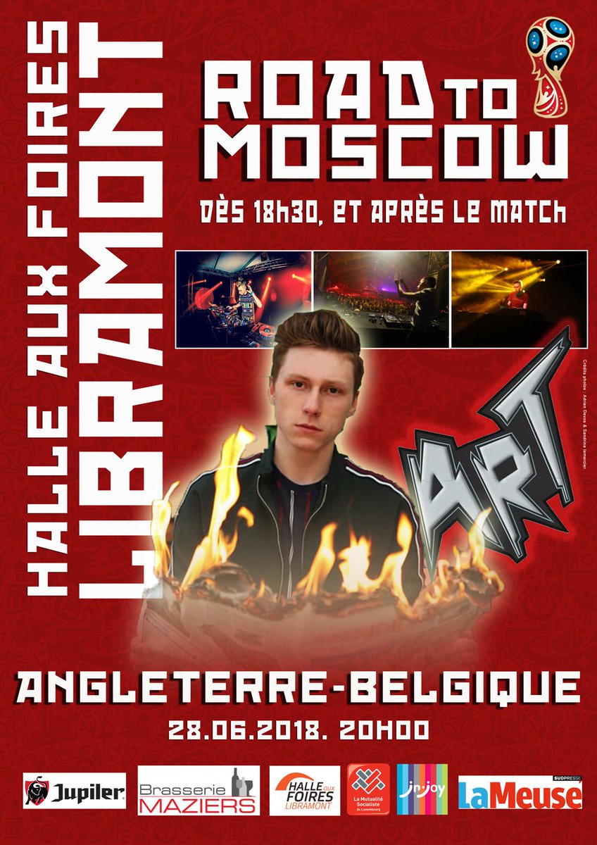 Ce Jeudi DJ ART joue avant (18h30) et après le match des Diables Rouges.  Examens finis, CEB terminé, semaine presque finie... On se détend !