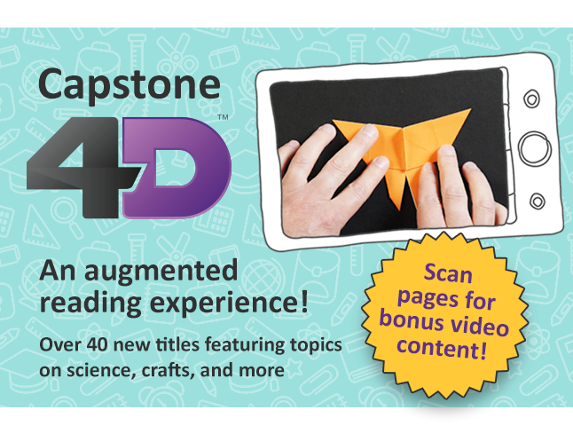 CapstonePub's tweet photo. Looking to broaden your #AR reach? Stop by @CapstonePub (2232) to see the #Capstone4D app β scan a print book for bonus video content! #ISTE18 https://t.co/HndA5S25j5