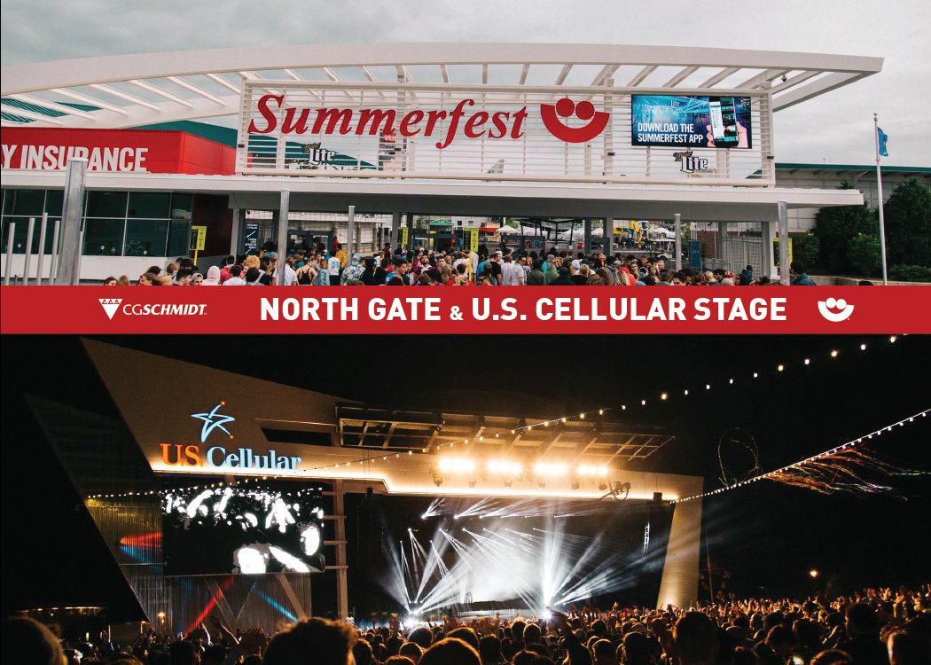 cgschmidtinc's tweet photo. Here is what a successful #StageWarming looks like! Some pictures from Friday night's free concert featuring @Diplo where we got to see the new North Gate and @USCellular Stage at work. Thanks for the pictures @Summerfest! https://t.co/KSaY1LY1a4
